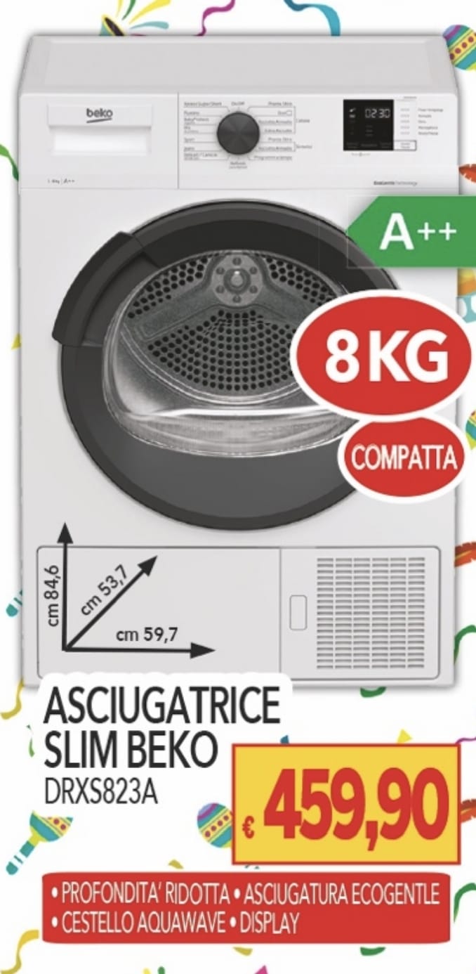 ASCIUGATRICE BEKO DRXS823A 8KG SLIM